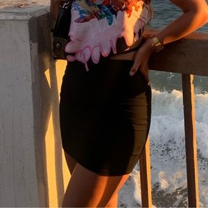 Black tight miniskirt with body wrap